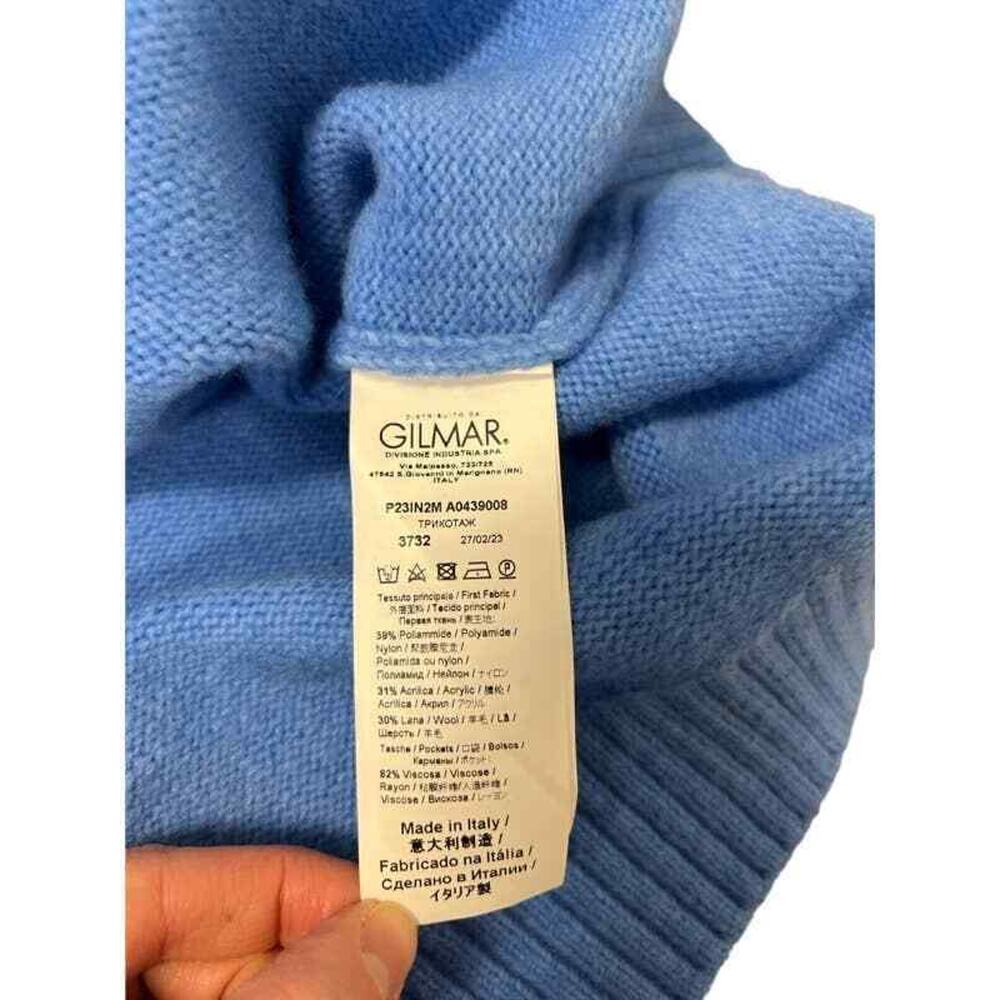 N°21 Blue Crystal Embellished Knit Ribbed Crewneck Long Sleeves Sweater 46 US L - Picture 5 of 5